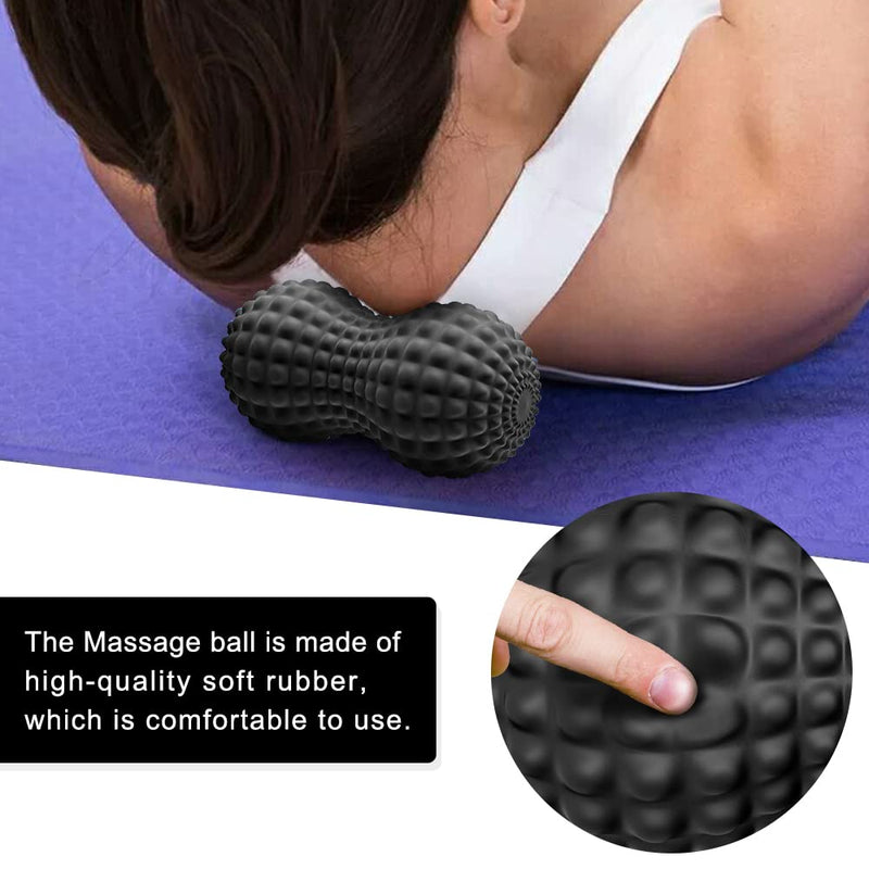 SELEWARE Peanut Massage Ball, Peanut Double Lacrosse Massage Roller Ball for Back Neck Shoulder Spine Legs Hips, Deep Tissue Peanut Roller Ball Trigger Point Muscle Massage Ball, Black - BeesActive Australia