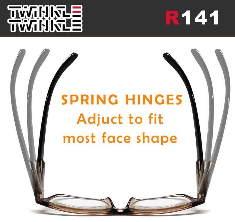 TWINKLE TWINKLE Reading Glasses Spring Hinge Mens Womens Classic Reader R141 (Black, 1.75 Magnification) Black +1.75 Magnification - BeesActive Australia