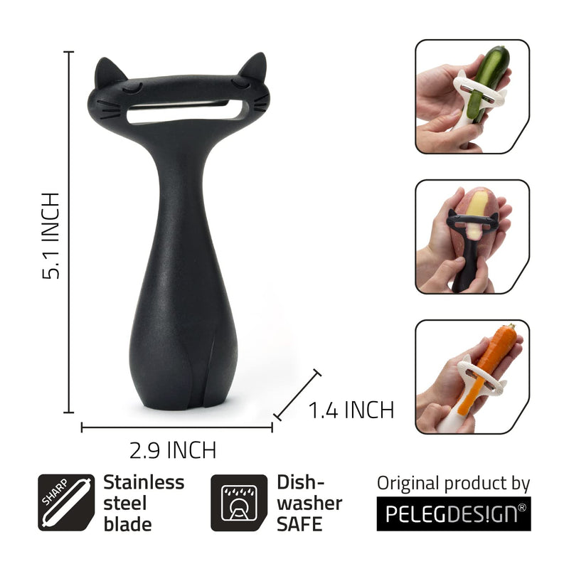 Peleg Design CatPeeler Cute Vegetable Peeler, Cat Design Peeler for Potato Carrot Fruit, Kitchen Utensil Décor (Black) Black - BeesActive Australia