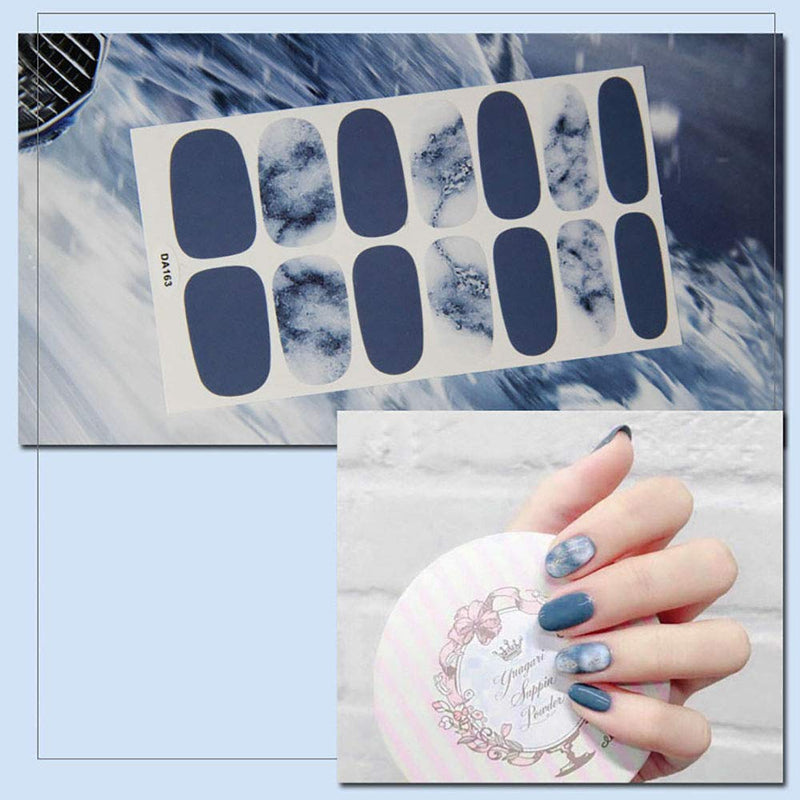 SILPECWEE 6 Sheets Glitter Nail Polish Stickers Decals and 1Pc Nail File Gradient Adhesive Nail Wraps Strips Manicure Accessories - BeesActive Australia