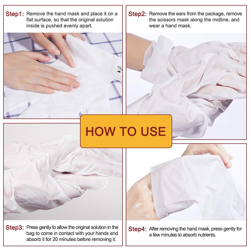3 Pack Moisturizing Hand Mask Gloves, Hand Skin Repair Renew Mask, Hand Peeling Mask for Dry Hands, Repair Rough Skin for Women & Men (Milk) (honey milk) honey milk - BeesActive Australia