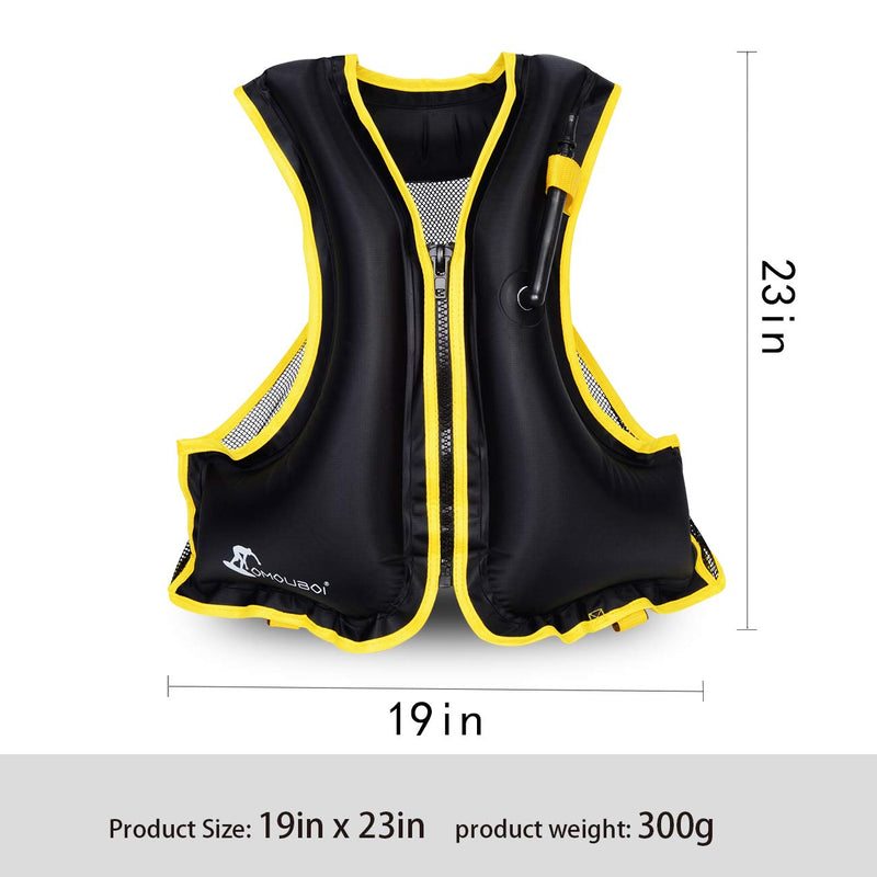 OMOUBOI Floatage Jackets Adult Lightweight Inflatable Snorkel Vest with Adjustable Leg Straps for Men Women Suitable for 90-220lbs for Outdoor Water Sports Black - BeesActive Australia