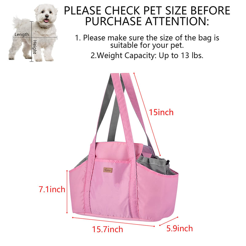 Cuby Dog Purse Carrier for Small Dogs with Pocket and Safety Tether,Soft-Sided Small Dog Carrier for Small Medium Pet Cat Outdoor Shopping Tote Bag Pink - BeesActive Australia