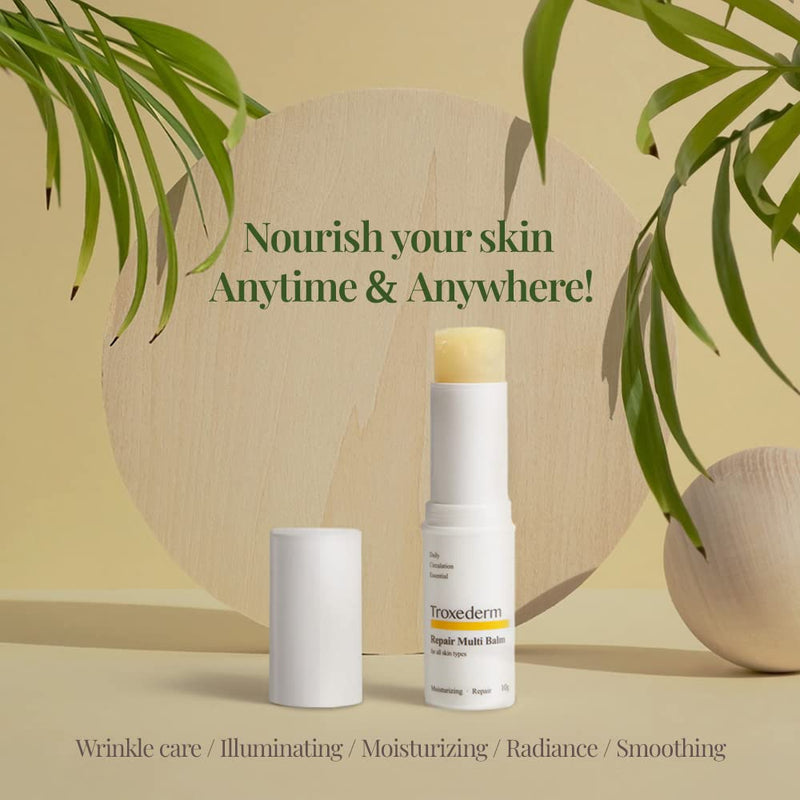 TROXEDERM Repair Multi Balm - Fine Line Care for Youthful Skin with a Natural Glow, Nourishing and Refreshing, Contains Shea Butter, Sunflower Seed Oil, Troxerutin, and Adenosine. 0.35oz (10g) - BeesActive Australia