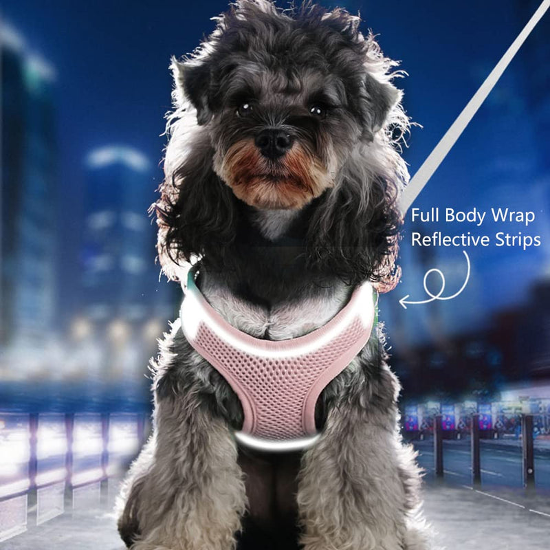 Mitili Dog Harness with Leash Set, No Pull Dogs Vest Harnesses Step-in Air Reflective Adjustable Breathable Mesh Cat Harness fit Small Medium Puppy Pet Cats Fresh Pink S(Chest:11-13"-Fit Cats) - BeesActive Australia