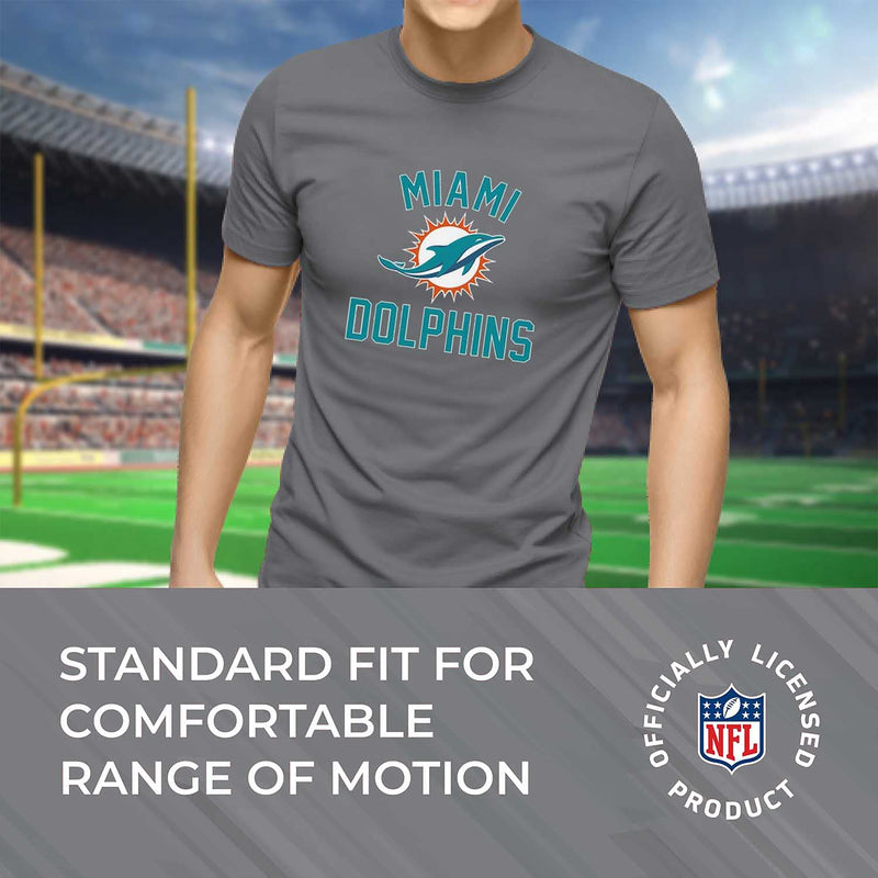 Team Fan Apparel NFL Adult Gameday T-Shirt - Cotton Blend - Tagless - Semi-Fitted - Unleash Your Team Spirit During Game Day Miami Dolphins - Gray Large - BeesActive Australia