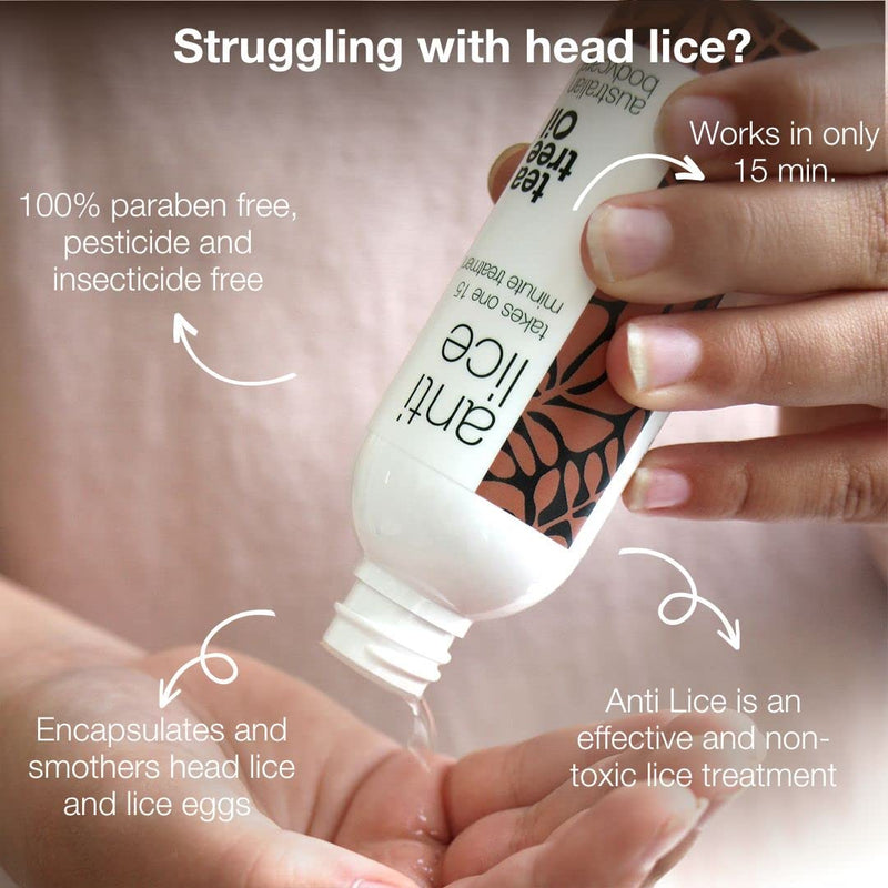 Lice Treatment from Australian Bodycare 100ml | Effective After a Single 15-Minute Treatment | This Head lice Treatment is Free of parabens and insecticides | Nit Treatment with Natural Tea Tree Oil 100 ml (Pack of 1) - BeesActive Australia