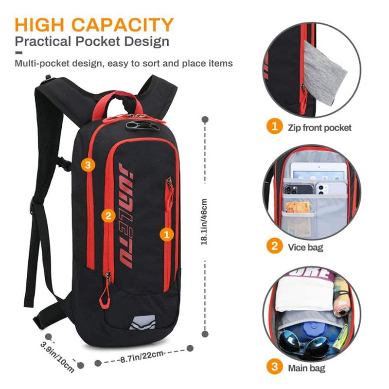 Clape Hydration Backpack with 2L Water Bladder, Small Mountain Bike Backpack Nylon Water Pack Lightweight Bicycle Daypack for Running, Hiking, Cycling, Camping OT04-Black/Red - BeesActive Australia