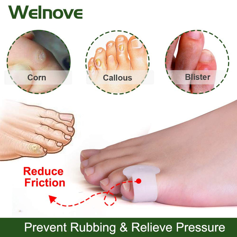 Welnove Gel Toe Separator, Pinky Toe Spacers, Little Toe Cushions for Preventing Rubbing & Relieve Pressure (Pack of 12) White - BeesActive Australia