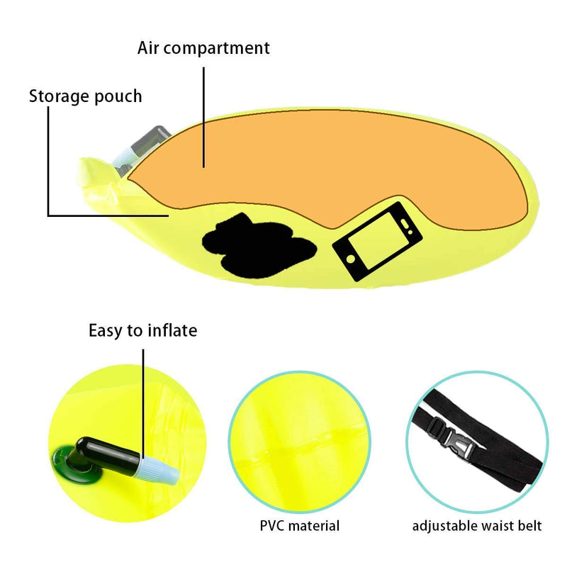 2 Pack 20L Waterproof Dry Bags Swim Bouy Float Swimming Marine Safety Inflatable Bubble Bag Visible with Storage Space & Adjustable Waist Belt,Lightweight for Swimmer,Training,Kayaking,Snorkeling - BeesActive Australia
