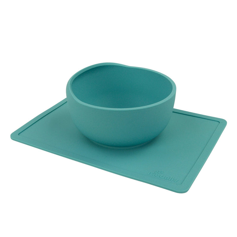 Modaliv Scoop Bowl with Silicone Placemat Suction Base (35oz/1000ml) - Non-Skid - No Spill - Food Grade Silicone - Dishwasher and Microwave Safe - BeesActive Australia