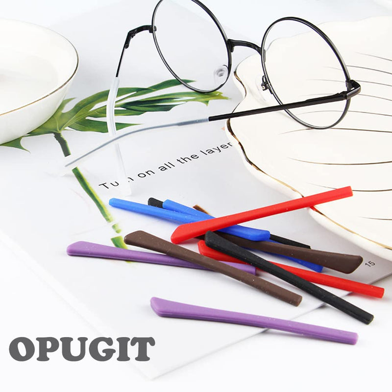 OPUGIT Eyeglass Replacement Temples, Silicone Eyeglass End Tips Ear Sock Pieces Tube Sleeve for Thin Metal Eyeglass Legs, 8 Pairs,Black Black - BeesActive Australia