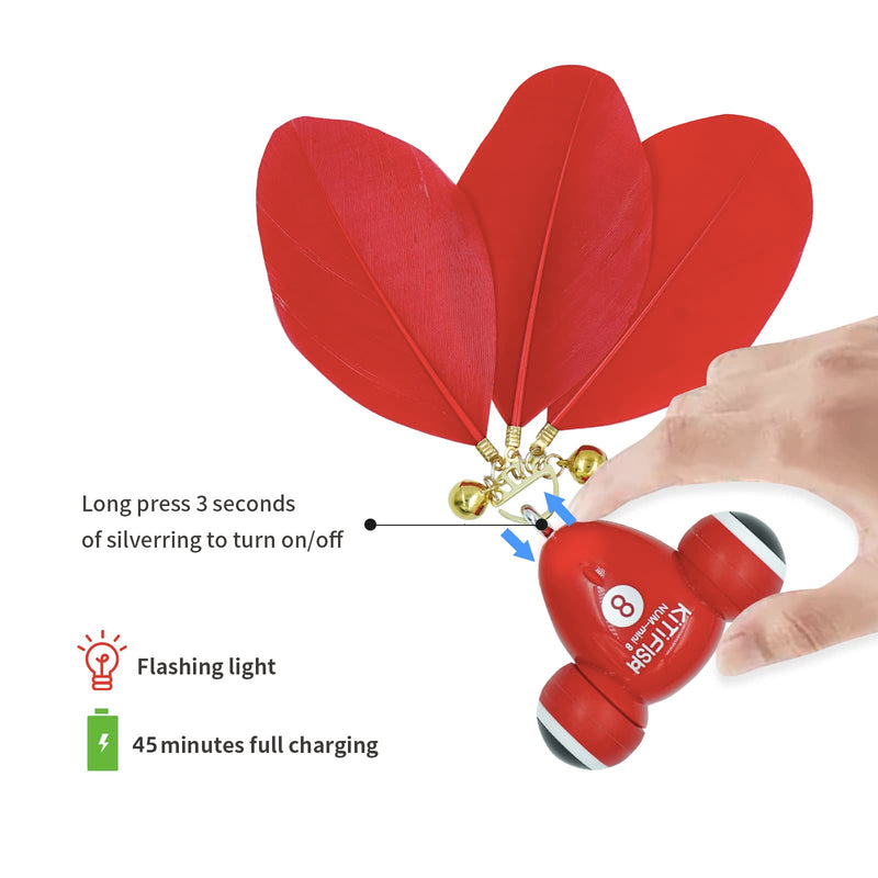 MayMaw Cat Toy,Cat Toys for Indoor Cats,Christmas Cat Toys with Feather and Bell,Interactive Cat Toys for Play Alone, Gift for Kitten Toys,Automatic Cat Toys with LED Lights and USB Charging 1pcs - BeesActive Australia