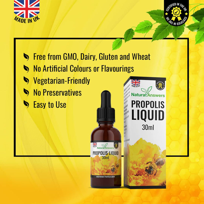 Bee Propolis Liquid 30ml (1 Bottle) Alcohol-Free Propolis Liquid Extract Tincture Skin Healing Throat and Mouth Health by Natural Answers. - 1 - BeesActive Australia