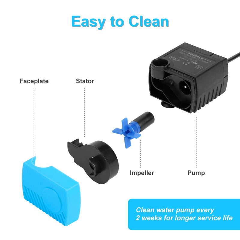 Carcent Cat Water Fountain Pump, SP-400LV USB Plug Replacement Pump Compatible with Drinkwell Ceramic, Butterfly, Seaside, Stainless Steel, 360 Plastic Pet Water Fountain (No USB Adapter) No usb adapter - BeesActive Australia