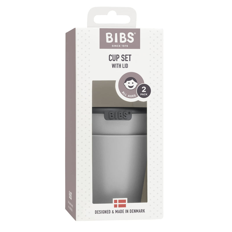 BIBS Cup Set for Baby or Toddler 2-Pack, Made in Denmark, 100% Food-Grade Material, Non-Slip and Dishwasher Friendly. Made in Denmark. (Cloud/Petrol) - BeesActive Australia