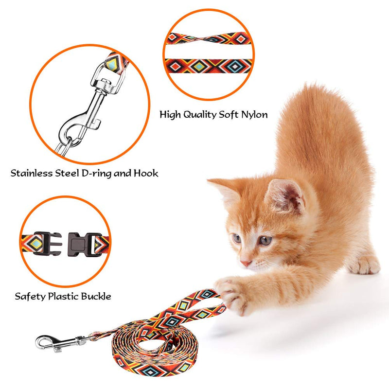 Cat Harness and Leash Set Geometric Pattern Escape Proof Adjustable for Kitty Outdoor Walking Orange - BeesActive Australia