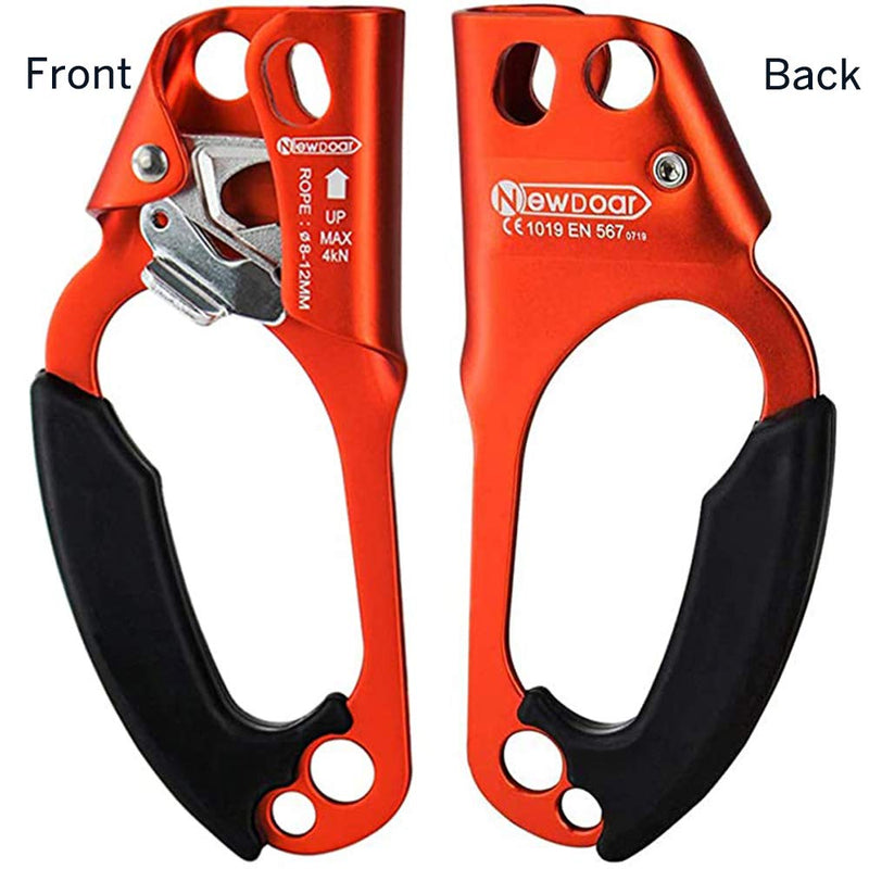 NewDoar Hand Ascender Rock Climbing Tree Arborist Rappelling Gear Equipment Rope Clamp for 8~12MM Rope Left Hand Orange - BeesActive Australia