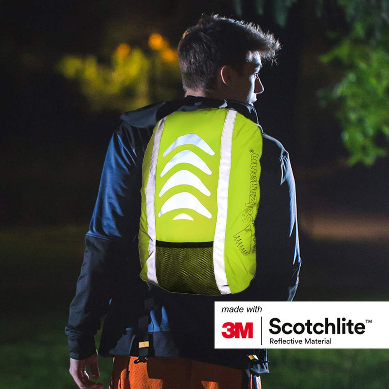 Salzmann 3M Reflective Backpack Cover | High Visibility, Waterproof & Weatherproof | Ideal for Cycling, Running, Hiking & More Yellow Classic Standard (up to 36L) - BeesActive Australia