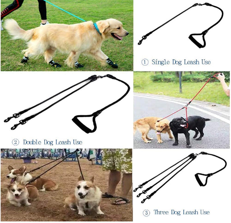 Heavy Duty 3 Dog Leash,3 Way Dog Leash No Tangle,Multiple Dog Leash Detachable 360° Swivel with Soft Padded Handle,for Walking and Training Two/Three Dog Leash blue L/30-130 ibs - BeesActive Australia