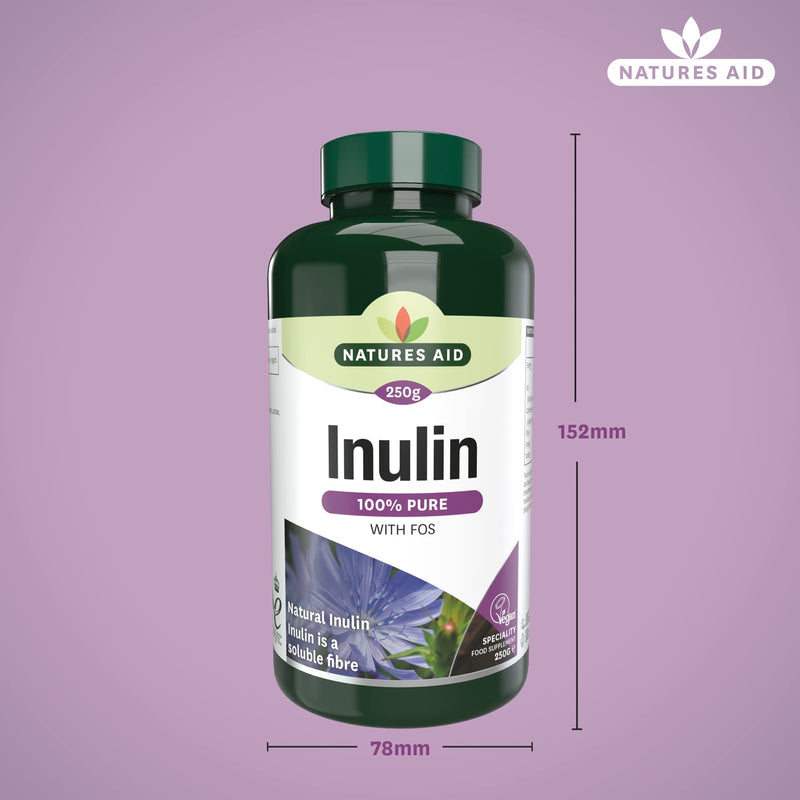 Natures Aid Inulin Powder, 250 g (from Chicory Root, 100% Natural with FOS, High Fibre, Low Calorie, Prebiotic, Vegan Society Approved, Made in the UK) - BeesActive Australia