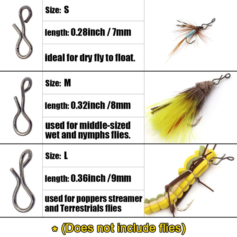 XFISHMAN Fly-Clips-Tippet-Rings Fly Fishing No Knot Fast Snaps Quick Clips 3 Size 150pc Change Flies with Extreme Ease and Speed 3 size set each size 50 Total:150pcs - BeesActive Australia