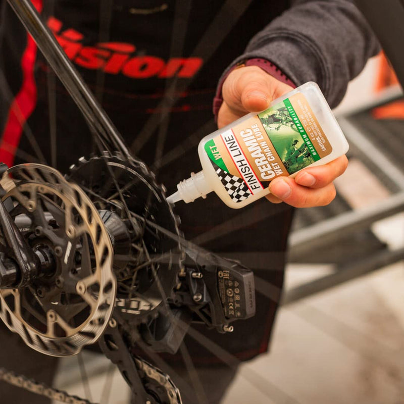 Finish Line Ceramic WET Bicycle Chain Lube, 4-Ounce Drip Squeeze Bottle - BeesActive Australia
