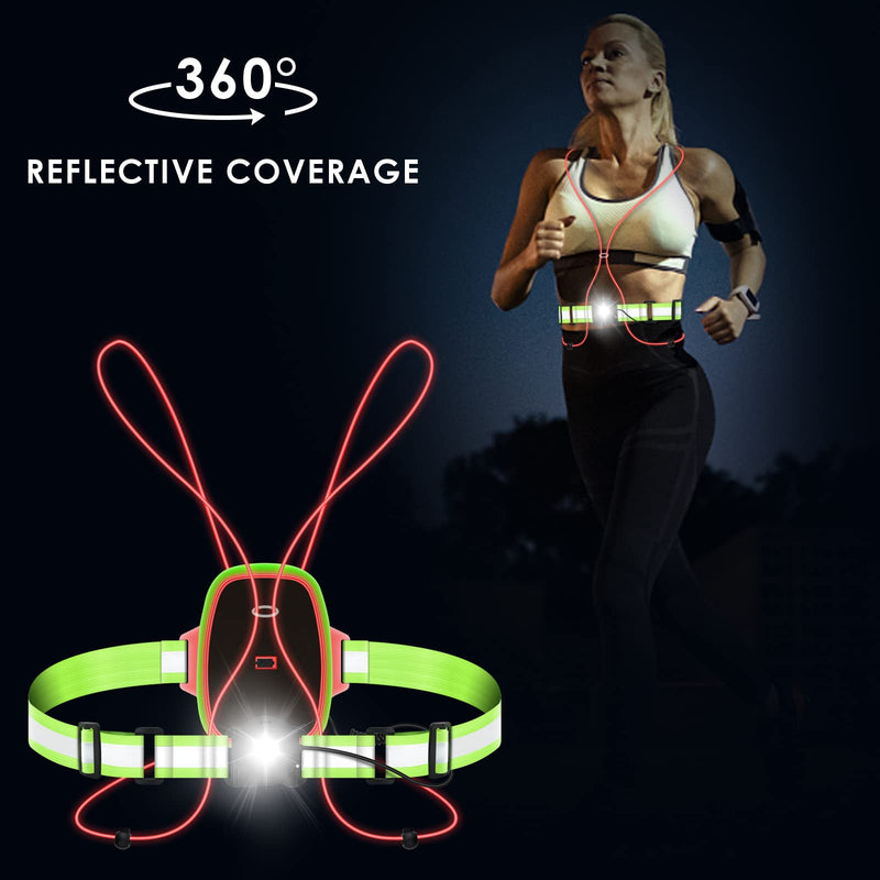 BROTOU LED Reflective Running Vest, USB Rechargeable Led Light Up Vest with High Visibility Front Light and Reflective Belt, Including Sport Waist Pouch, for Outdoor Night Running Cycling Motorcycling - BeesActive Australia