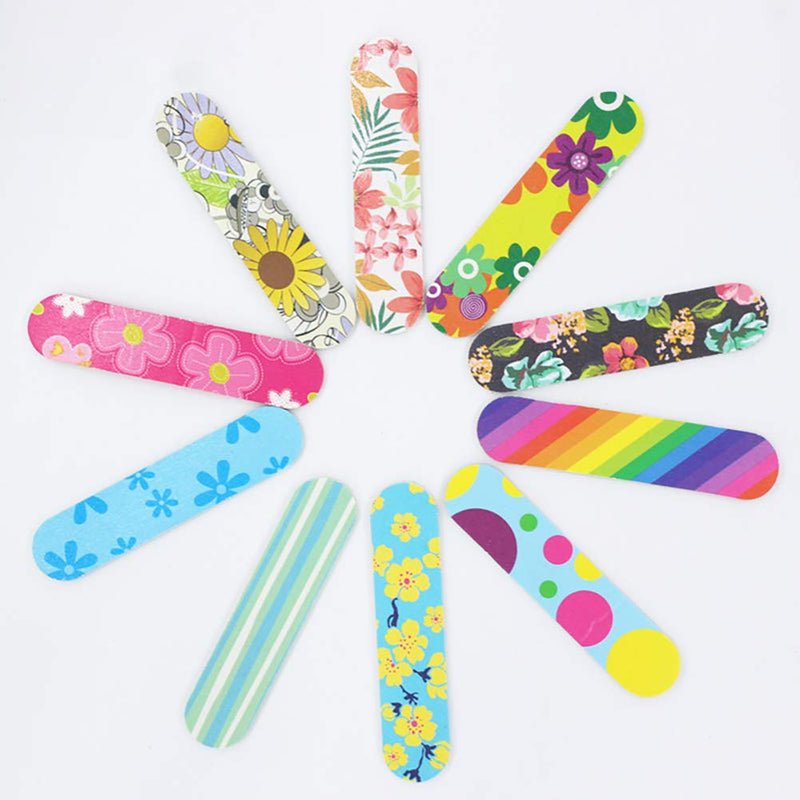 GSHLLO 100 Pcs Mini Floral Nail Files Buffers Emery Boards Nail Buffering Files Manicure Pedicure Tool - BeesActive Australia