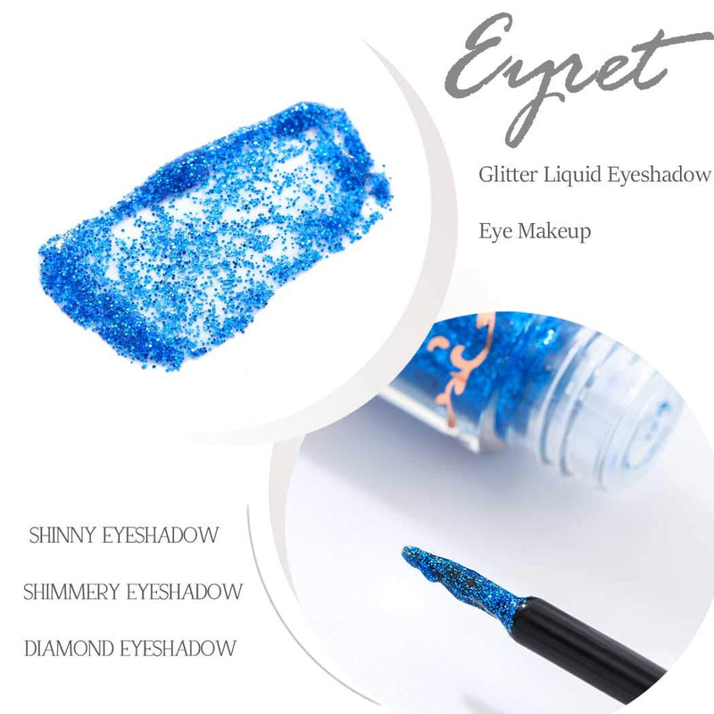 Eyret Diamond Glitter Liquid Eyeshadow High Pigments Shimmer Eyeliner Long Lasting & Blendable Eye Shadow Beauty Makeup for Women and Girls (Blue01#) Blue01# - BeesActive Australia