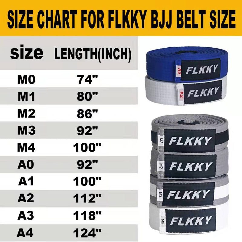 FLKKY BJJ Belt for Kids and Adult,Brazilian Jiu Jitsu Belt with Sleeve Bar for Ranking Stripes IBJJF Competition Approved White A0 - BeesActive Australia