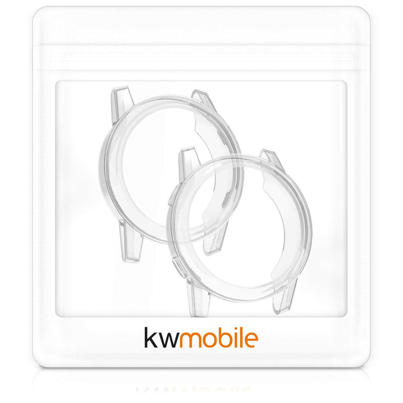 kwmobile 2-Pack Fitness Tracker Frame Compatible with Garmin Vivoactive 4S - Case Sport Tracker TPU Silicone Cover - Transparent - BeesActive Australia
