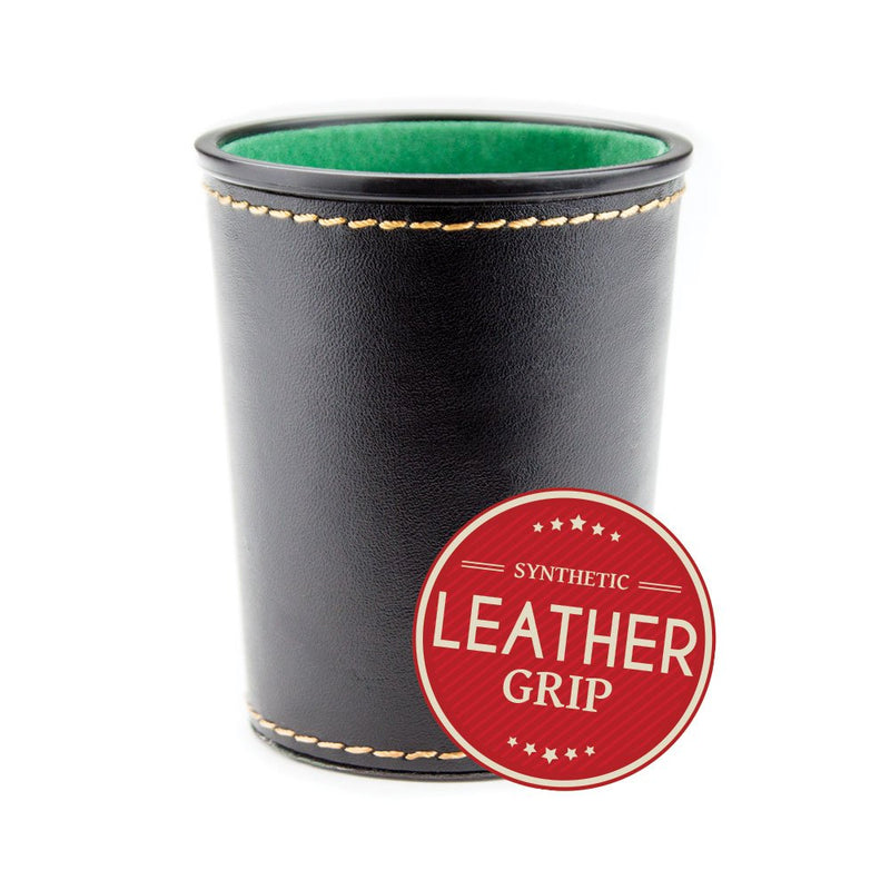 Felt-Lined Synthetic Leather Dice Cup by Brybelly Black/Green, 4" x 3" x 3" - BeesActive Australia