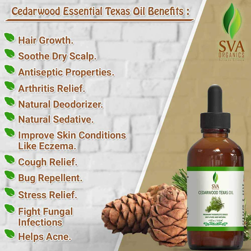 Cedarwood Texas Essential oil 4 oz(118 ml) 100% pure Therapeutic Grade by SVA ORGANICS - BeesActive Australia