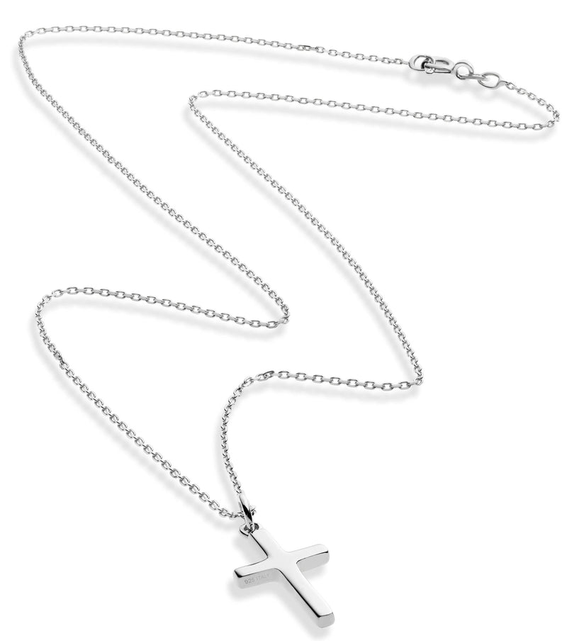 Miabella 925 Sterling Silver or 18Kt Yellow Gold Over Silver Italian Cross Necklace for Women, Small Cross Pendant on 18 Inch Chain Made in Italy - BeesActive Australia
