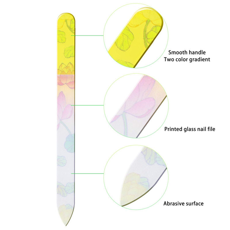 5 Pieces Valentine's Day Glass Nail File Buffers with Cases, Colorful Printed Finger Nail Files Crystal Glass Nail Buffers Double Sided Manicure Tools for Women Men(Classic Pattern) Classic Pattern - BeesActive Australia