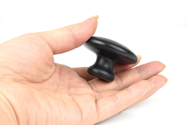 Windfulogo 2 Pcs Mushroom Shaped Massage Stones Warmer Natural Lava Basalt Hot Rock Guasha Tools for Face Body for Spa, Massage Therapy Black - BeesActive Australia