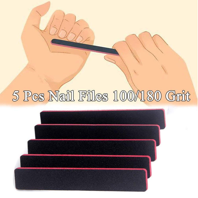 Nail Files and Buffer Professional Manicure Tools Kit, 5pcs Nail Buffer Block and 5pcs 100/180 Grit Double-sided Nail Files Use for Home or Salon Nail Art - BeesActive Australia