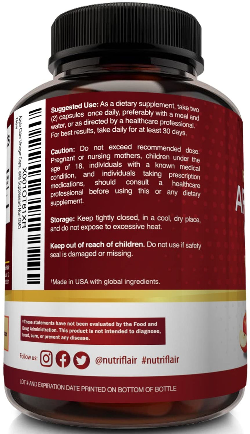 Apple Cider Vinegar Capsules with The Mother - 120 Vegan ACV Pills - Best Supplement for Healthy Weight Loss, Diet, Keto, Digestion, Detox, Immune - Powerful Cleanser & Appetite Suppressant Non-GMO - BeesActive Australia