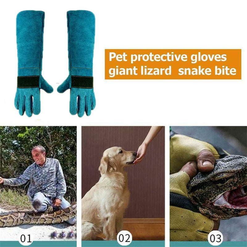 Animal Handling Glove Anti Scratch Protective Gloves for Training Dogs Cat Bird Snake Parrot Lizard Wild Animals Reptiles - Bite Resistant Gloves (Blue) - BeesActive Australia