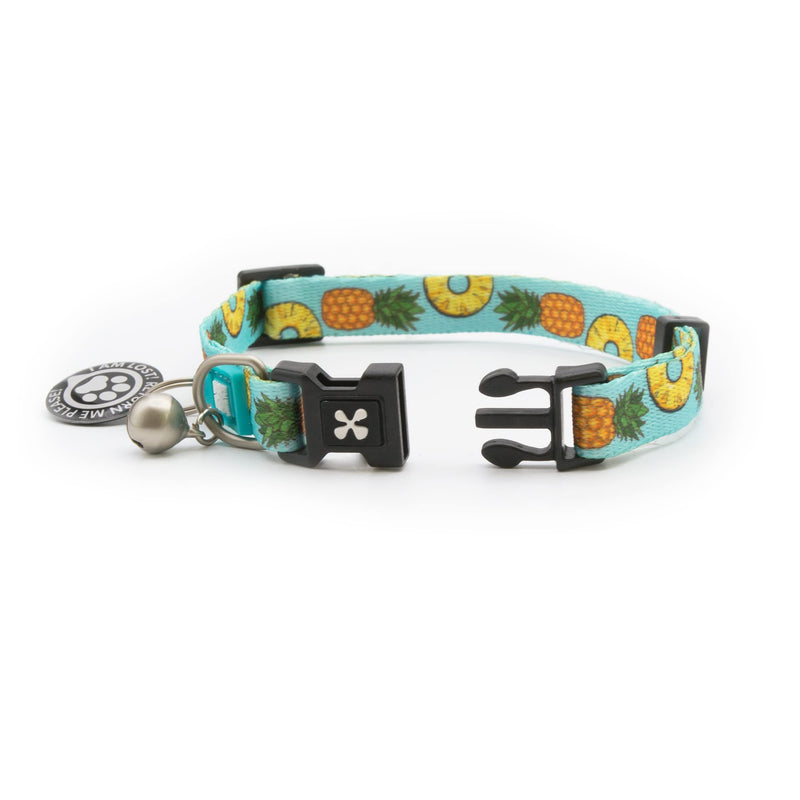 Max & Molly Fun & Whimsy Cat Collar w/ Jingle Bell, Breakaway Safety Buckle, Adjustable Sizing & Smart ID Personalized Tag for Girl or Boy Cats/Kittens, Sweet Pineapple Design - BeesActive Australia