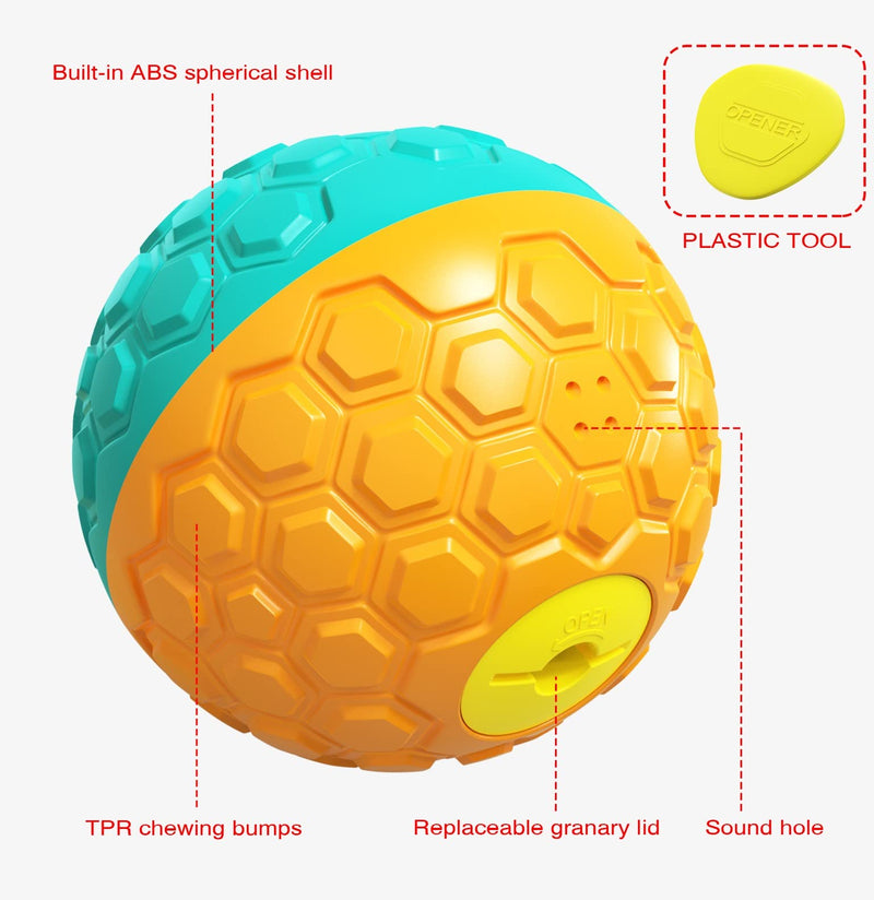 Interactive Food Toy for Dog and Cats, Pet Food Dispensor Tumbler Dog Treat Toy, Dog Slow Feeder Treat Dispensing Puzzle Toys for Small Dogs /Cats,Robot Shape Dog Toys Yellow Ball for large dog - BeesActive Australia