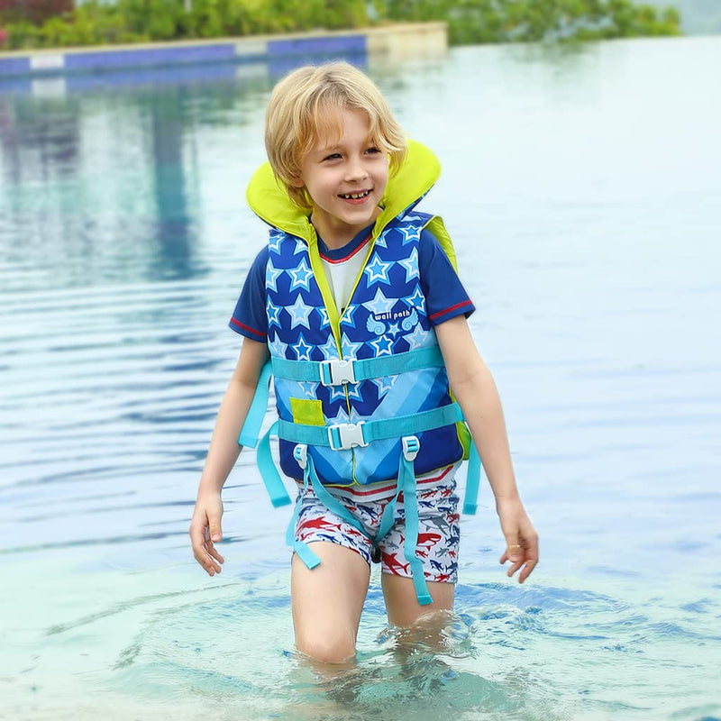 OldPAPA Kids Swim Vest- Swimming Vest for Child with Adjustable Safety Strap, Suitable for 50-90lbs blue X-Small - BeesActive Australia