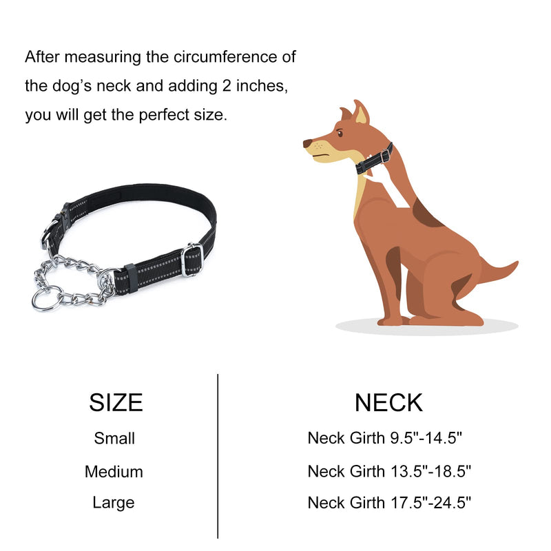 JIPIMON Dog Collar Martingale with Alloy Buckle Reflective Stainless Steel Chain Safety Adjustable Dog Training Collar for Small Medium Large Dogs… Red - BeesActive Australia