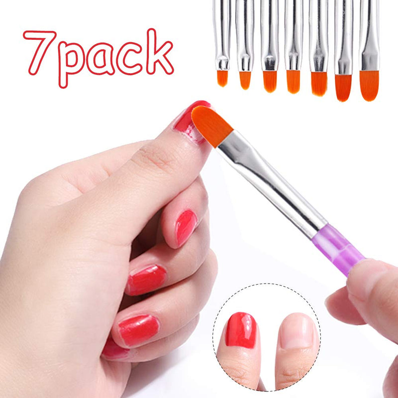 7Pcs UV Gel Nail Brush,KTOMO Acrylic Nail Painting Brushes Extension Gel Brush Nail Art Tips Builder Brush for Home Salon Nail Painting Decorations - BeesActive Australia