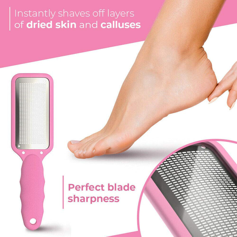 Nylea Foot File Callus Remover, Premium Foot Rasp to Remove Hard Skin on Both Wet or Dry Feet. Professional Stainless Steel Files Remover Feet Scrubber Pink - BeesActive Australia