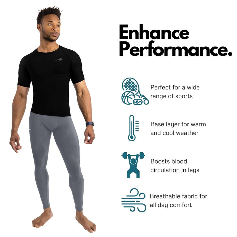 CompressionZ Compression Pants Men Running Tights Mens Leggings for Sports Gray Medium - BeesActive Australia