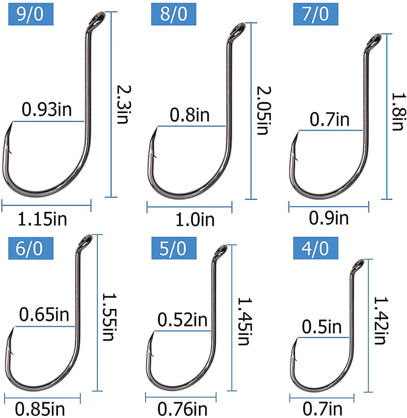 Octopus Fishing Hooks - 120pcs Offset Octopus Hook Sport Circle Hooks High Carbon Steel Jig Fishhooks Barbed Fishing Hook for Bass Freshwater Saltwater Fishing Size 8#-9/0 #6-120pcs - BeesActive Australia