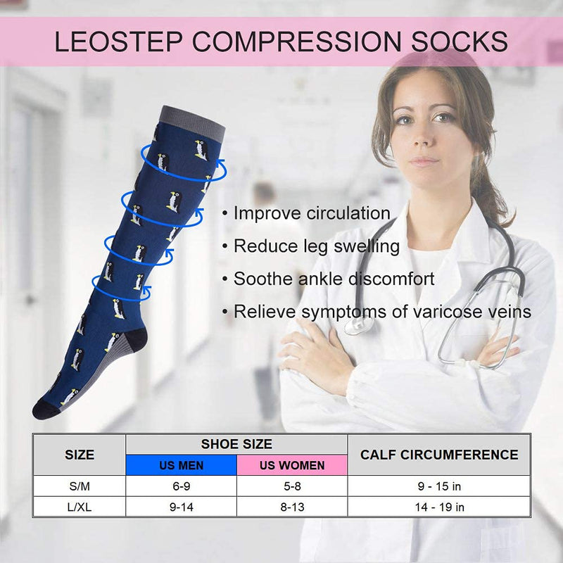 Fun Compression Socks for Women & Men Circulation, Long Stockings Support for Cycling, Hiking, Sport, Travel, Fishing, Flight Sea Large-X-Large - BeesActive Australia