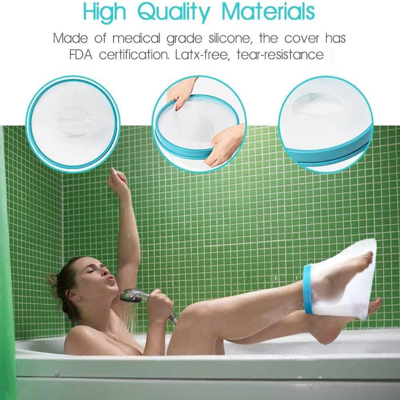 Waterproof Foot Cast Cover for Shower Bath, Foot Protector Adult Keep Ankle Leg Cast Bandage Dry, Watertight Shower Boot Bag for Broken Toe, Wound, Burns, Injuries, Reusable Plaster Seal Tight 11 Inch - BeesActive Australia